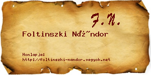 Foltinszki Nándor névjegykártya